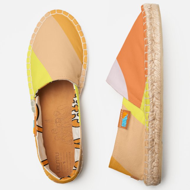 Colorful Abstract Warm Diagonal Summer Stripes Espadrilles (Side)
