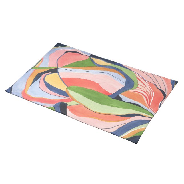 Colorful Abstract Watercolor Art Cotton Cloth Placemat (On Table)