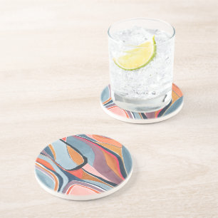 Colorful Abstract Watercolor Artsy Coaster