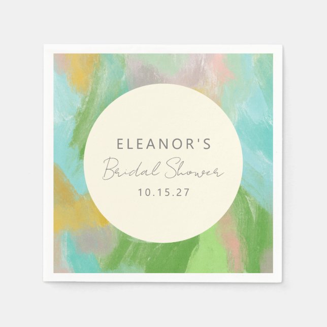 Colorful Abstract Watercolor Bridal Shower Custom Napkins (Front)