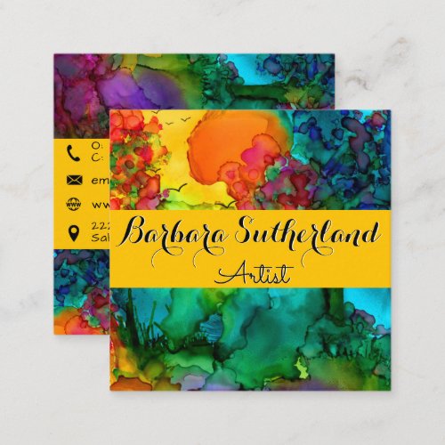 Colorful Abstract Watercolor Business Card