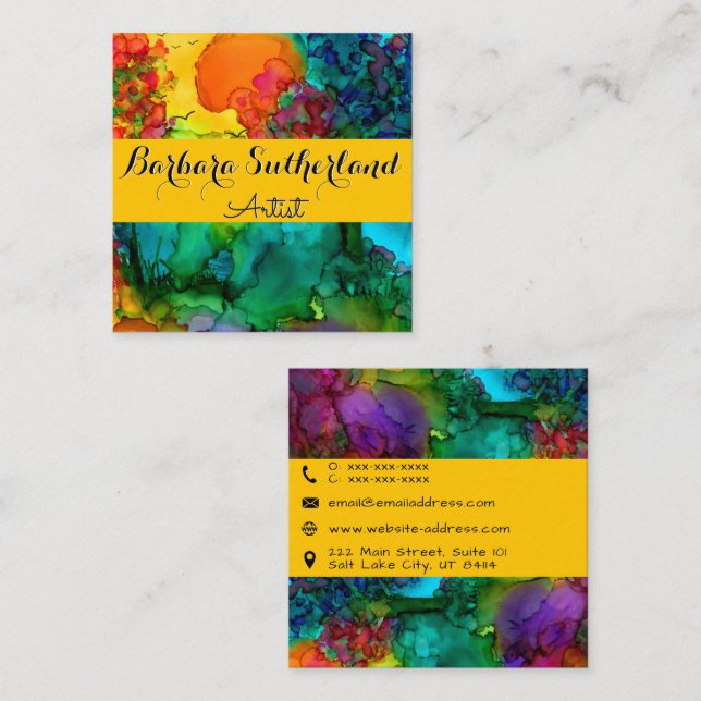Colorful Abstract Watercolor Business Card (Front/Back)
