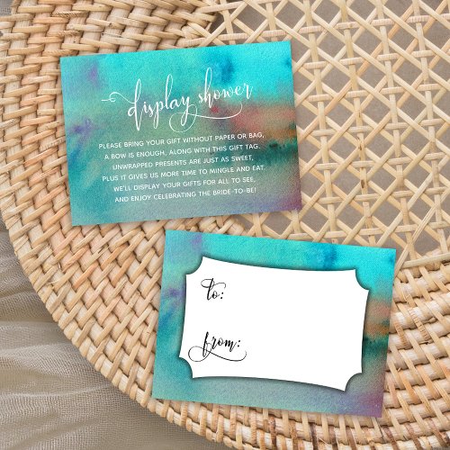 Colorful Abstract Watercolor Display Shower Tag Enclosure Card