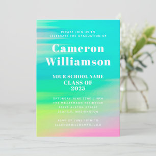 Colorful Abstract Watercolor Graduation Party Invitation