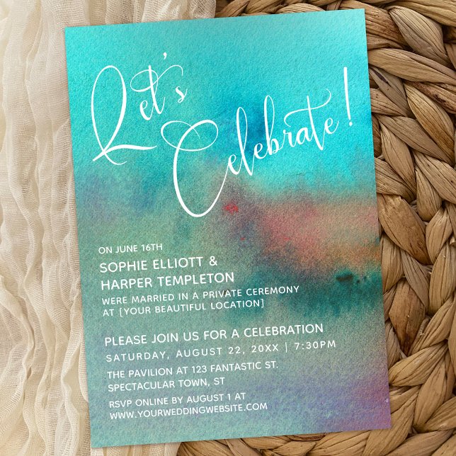 Colorful Abstract Watercolor Let's Celebrate! Invitation (Creator Uploaded)