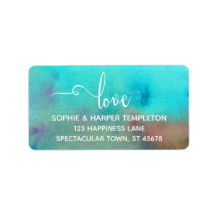 Colorful Abstract Watercolor, Love Typography Label