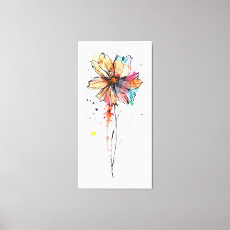 Colorful abstract watercolor painting of flower  canvas print