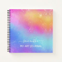 Colorful Abstract Watercolor Sketchbook  Name Notebook