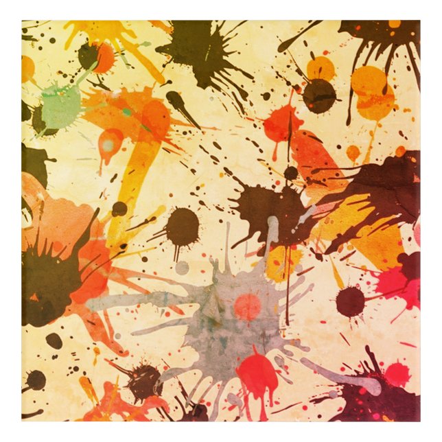 Colorful Abstract Watercolor Splatter  Acrylic Print (Front)