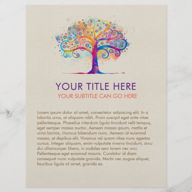Colorful Abstract Watercolor Tree Flyer (Front)