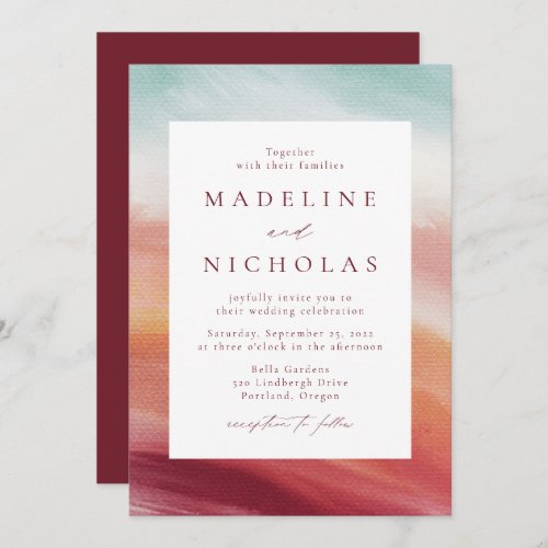 Colorful Abstract Watercolor Wedding Invitation