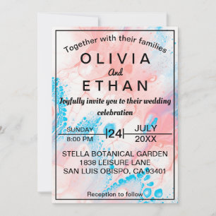 Colorful abstract watercolor Wedding Invitation