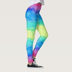 Colorful Abstract Watercolors Brush Strokes Leggings