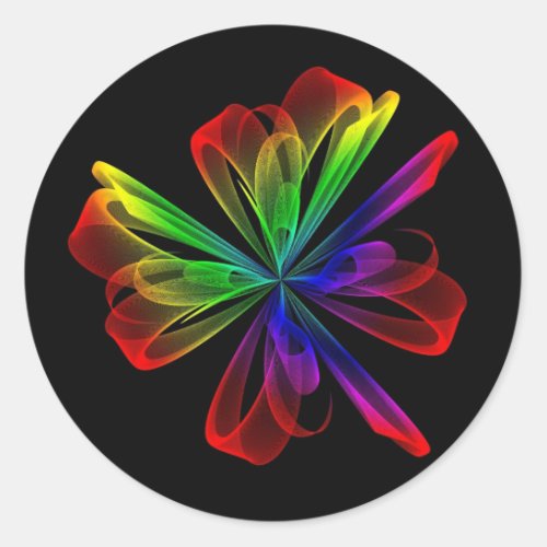 Colorful Abstract Wave Classic Round Sticker