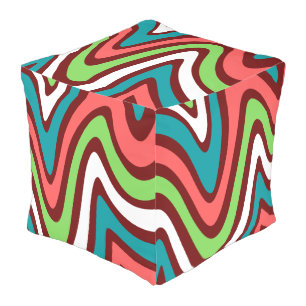 Colorful abstract wave pattern green blue cute out outdoor pouf