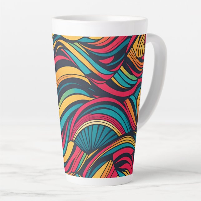 Colorful Abstract Wave Pattern Latte Mug (Right Angle)