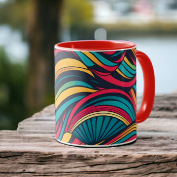 Colorful Abstract Wave Pattern Mug by Ricaso_Designs at Zazzle