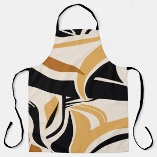 Colorful abstract wave pattern on beige. Vintage I Apron