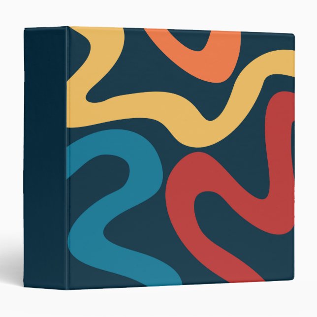Colorful abstract waves 3 ring binder (Front/Spine)