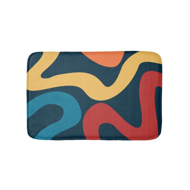 Colorful abstract waves bath mat (Front)