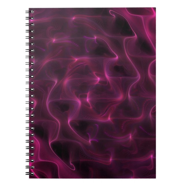 Colorful Abstract Waves Black Background Notebook (Front)
