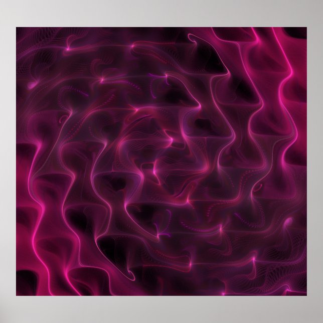 Colorful Abstract Waves Black Background Poster (Front)