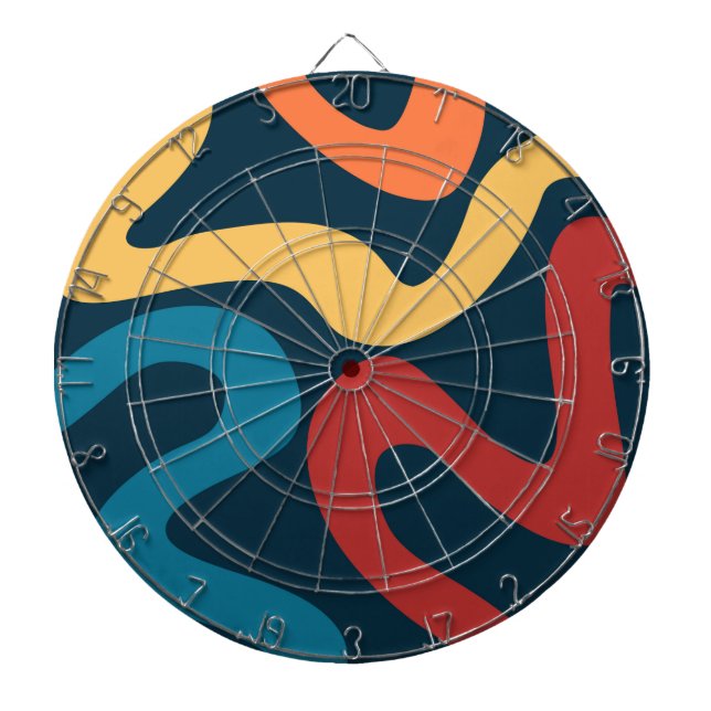 Colorful abstract waves dart board (Front)