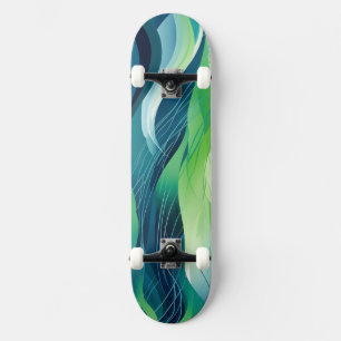 Colorful abstract waves design skateboard