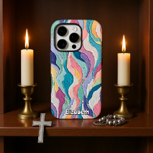 Colorful Abstract Waves in Soft Pastels iPhone 16 Pro Case