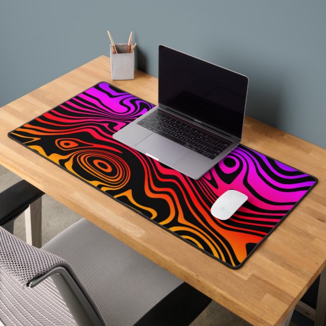 Colorful Abstract Waves Modern Design Desk Mat (Office 2)