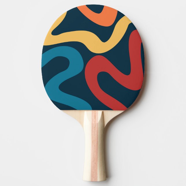 Colorful abstract waves ping pong paddle (Front)