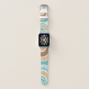 Colorful abstract wavy blue orange brown apple watch band