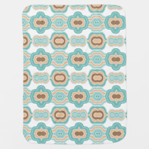 Colorful abstract wavy blue orange brown baby blanket