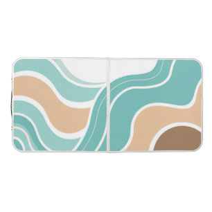 Colorful abstract wavy blue orange brown beer pong table