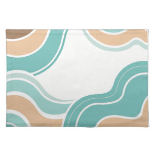 Colorful abstract wavy blue orange brown cloth placemat