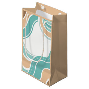 Colorful abstract wavy blue orange brown small gift bag