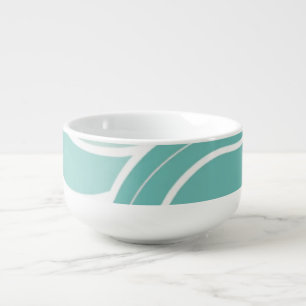 Colorful abstract wavy blue orange brown soup mug