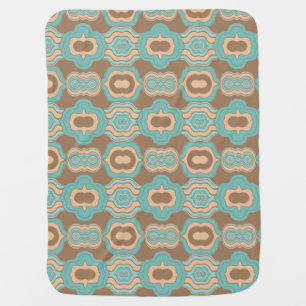 Colorful abstract wavy blue tan brown baby blanket