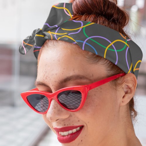 Colorful Abstract Wavy Lines Pattern Bandana