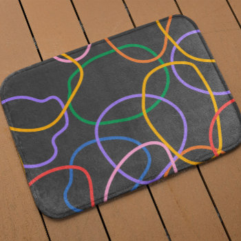 Colorful Abstract Wavy Lines Pattern Bath Mat by artOnWear at Zazzle