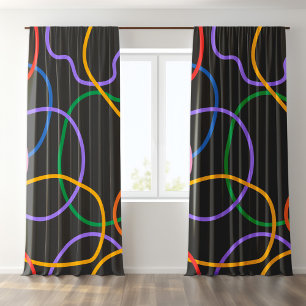 Colorful Abstract Wavy Lines Pattern Blackout Curtains