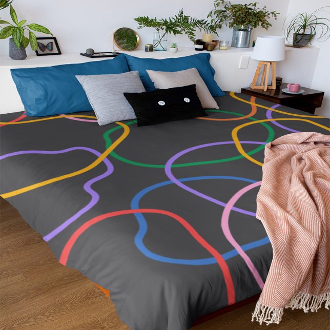 Colorful Abstract Wavy Lines Pattern Duvet Cover (Creator Uploaded)