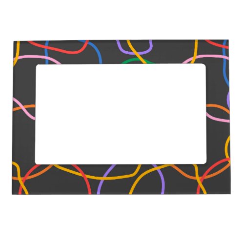Colorful Abstract Wavy Lines Pattern Magnetic Frame