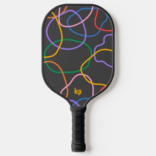 Colorful Abstract Wavy Lines Pattern Pickleball Paddle