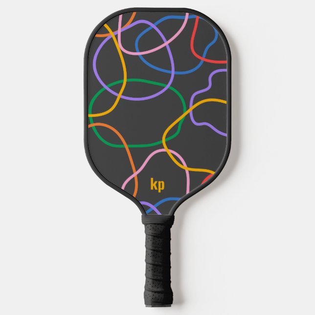 Colorful Abstract Wavy Lines Pattern Pickleball Paddle (Front)