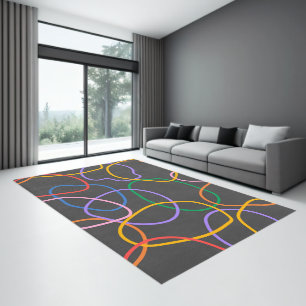Colorful Abstract Wavy Lines Pattern Rug