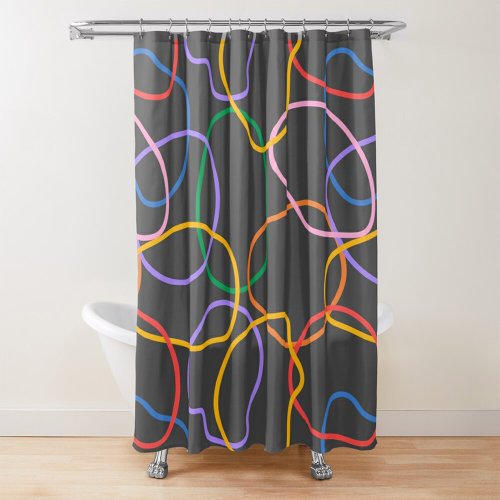 Colorful Abstract Wavy Lines Pattern Shower Curtain