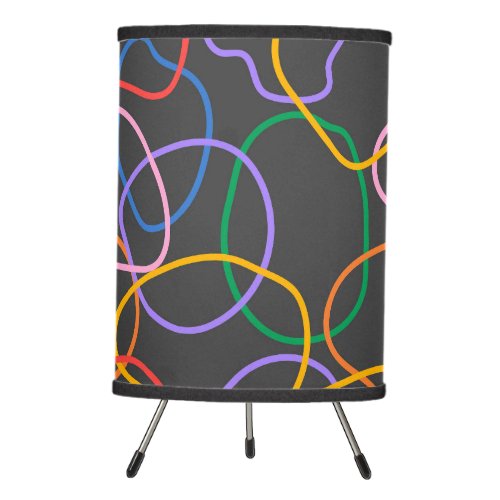 Colorful abstract wavy organic lines pattern tripod lamp