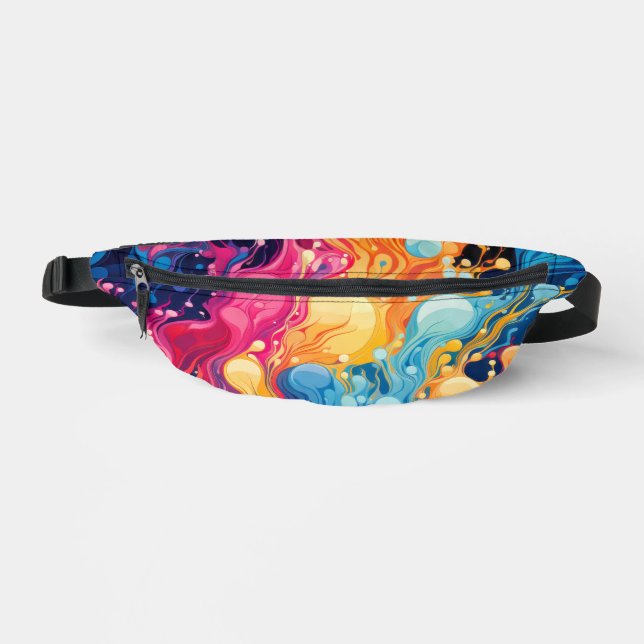 Colorful Abstract Wavy Pattern Fanny Pack (Front)