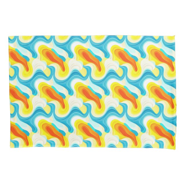 Colorful Abstract Wavy Pattern Pillow Case (Front)